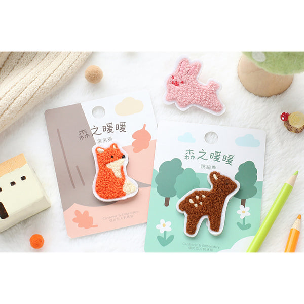 Warm Forest [Rabbit] Plush Embroidered Sticker & Iron-On Patch