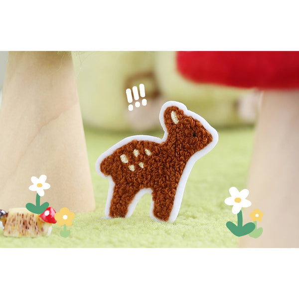 Warm Forest [Deer] Plush Embroidered Sticker & Iron-On Patch