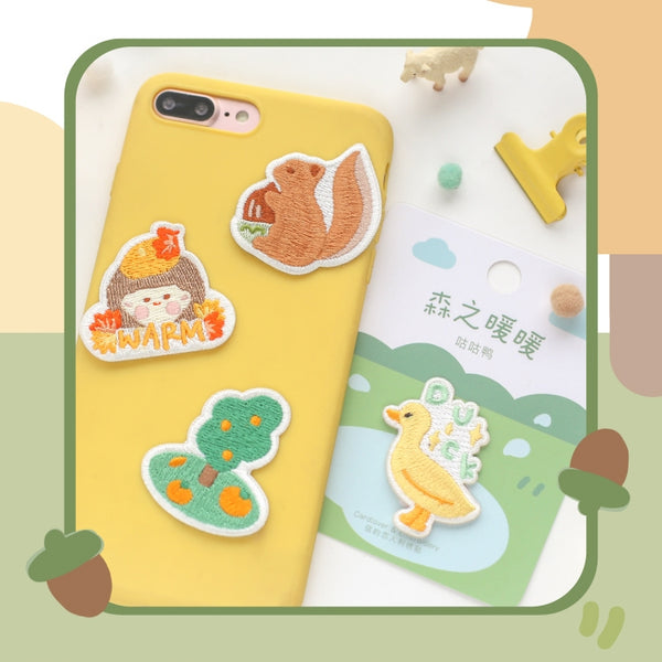 Warm Forest [Squirrel] Embroidered Sticker & Iron-On Patch