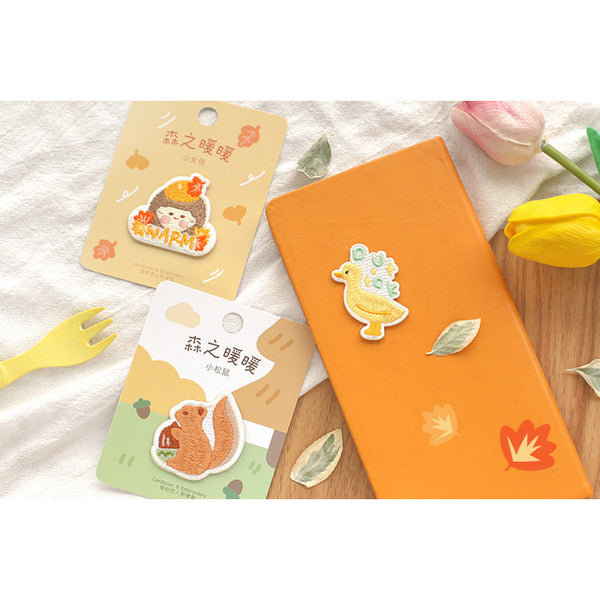 Warm Forest [Squirrel] Embroidered Sticker & Iron-On Patch