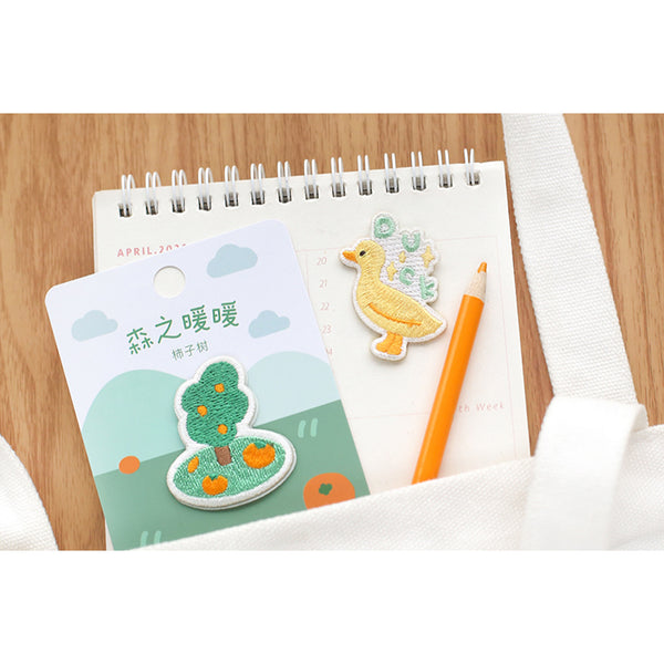 Warm Forest [Orange Tree] Embroidered Sticker & Iron-On Patch