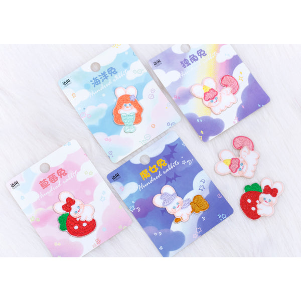 White Rabbit [Mermaid] Embroidered Sticker & Iron-On Patch