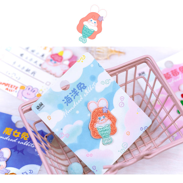 White Rabbit [Mermaid] Embroidered Sticker & Iron-On Patch