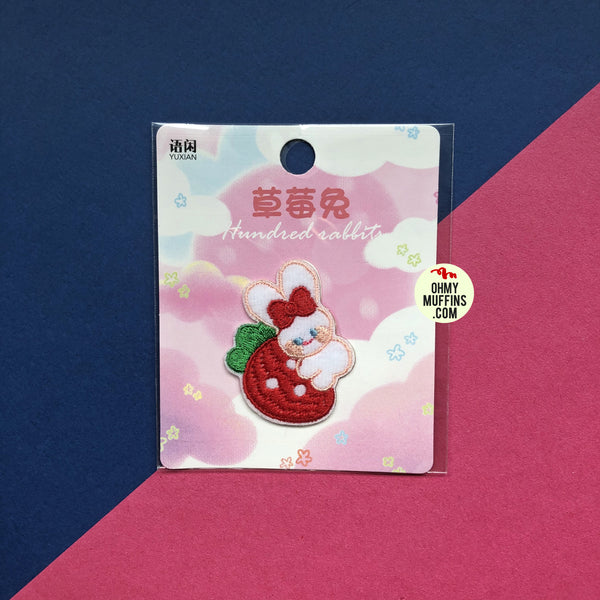 White Rabbit [Strawberry] Embroidered Sticker Patch