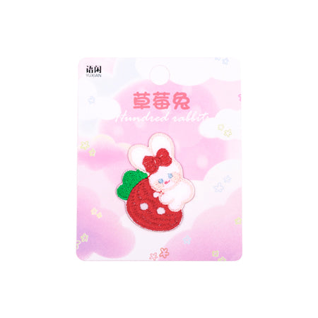 White Rabbit [Strawberry] Embroidered Sticker Patch