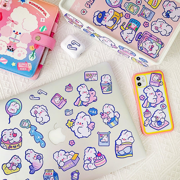 Fluffy Rabbit [Fridge] Cute Stickers By Milkjoy