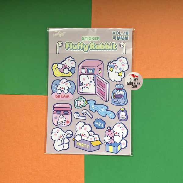 Fluffy Rabbit [Fridge] Cute Stickers By Milkjoy