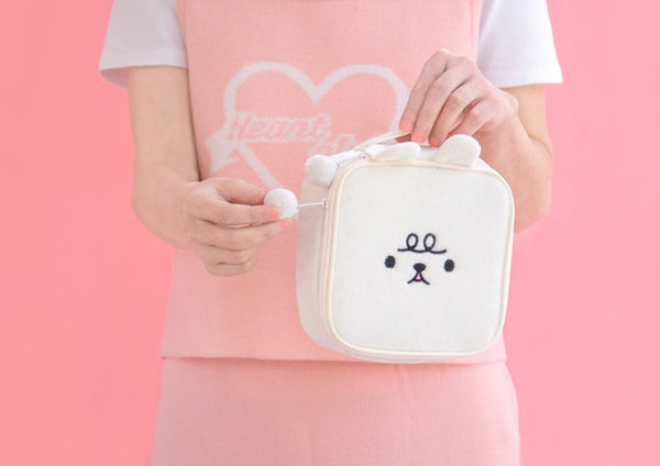 Animal White Square Pouch By Bentoy