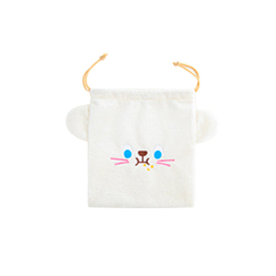 Cutie White Mouse Drawstring Pouch By Bentoy