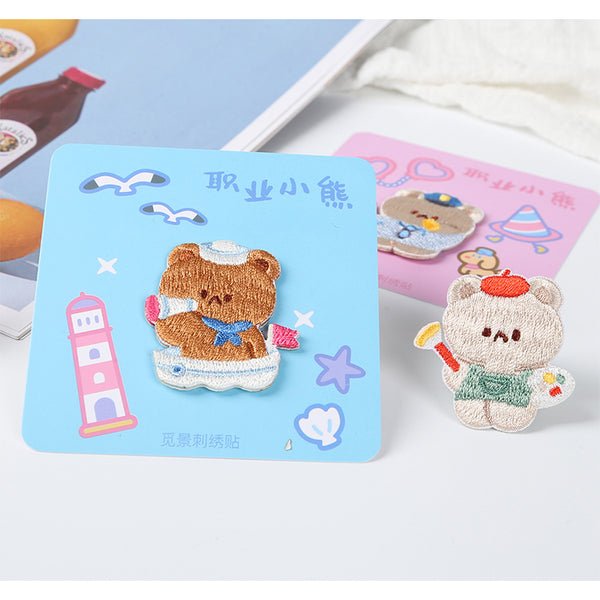 Working Bear [Sailor] Embroidered Sticker & Iron-On Patch