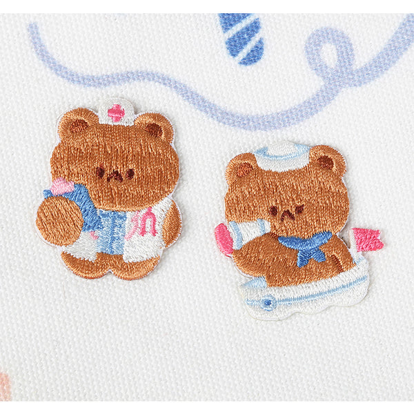 Working Bear [Doctor] Embroidered Sticker & Iron-On Patch