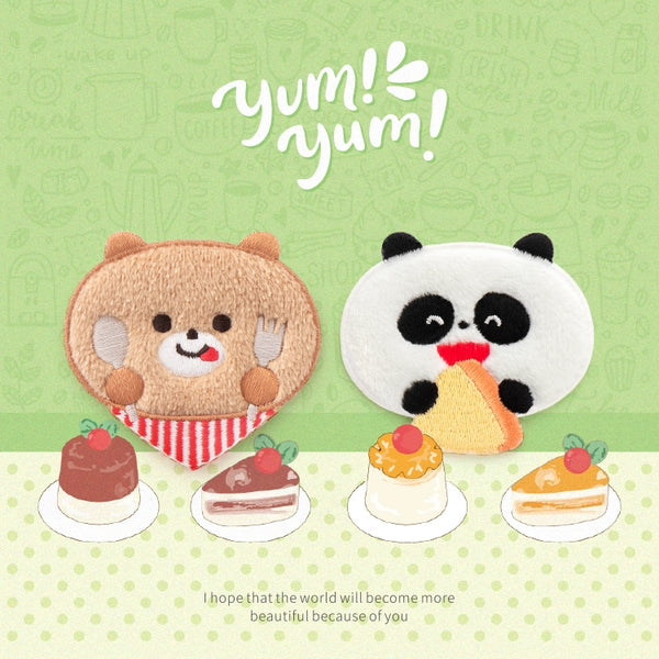 Yum Yum [ Bear ] Plush Embroidered Sticker & Iron-On Patch