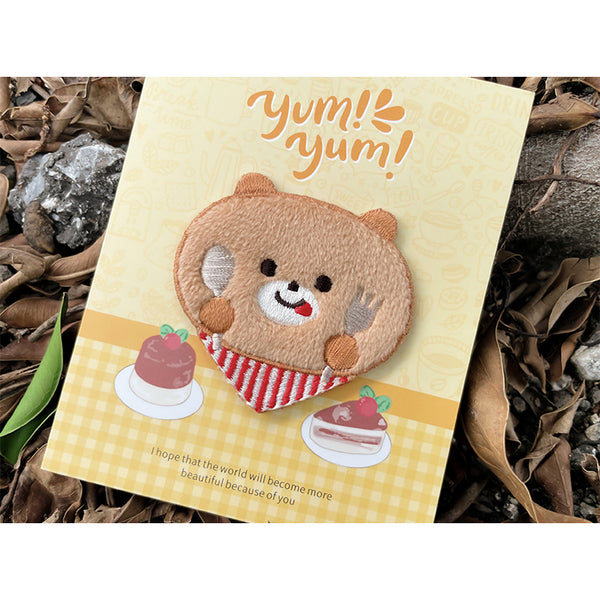 Yum Yum [ Bear ] Plush Embroidered Sticker & Iron-On Patch