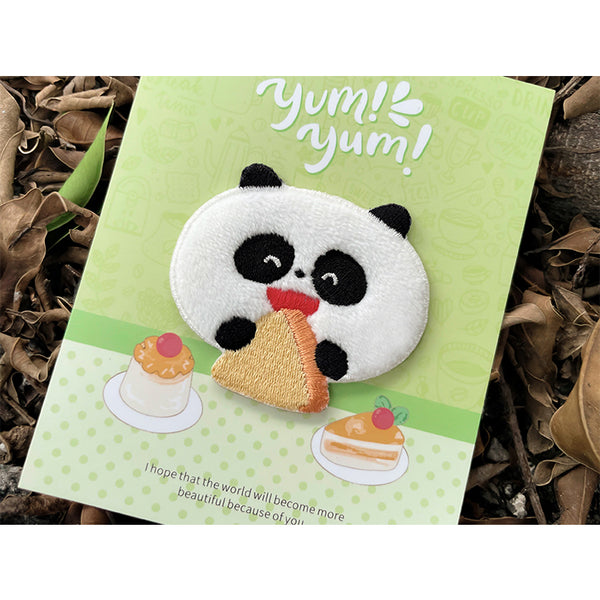 Yum Yum [ Panda ] Plush Embroidered Sticker & Iron-On Patch