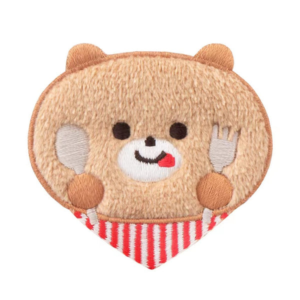 Yum Yum [ Bear ] Plush Embroidered Sticker & Iron-On Patch