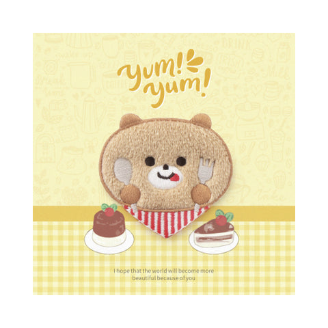 Yum Yum [ Bear ] Plush Embroidered Sticker & Iron-On Patch