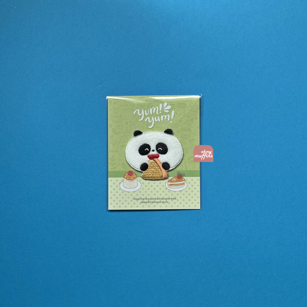 Yum Yum [ Panda ] Plush Embroidered Sticker & Iron-On Patch