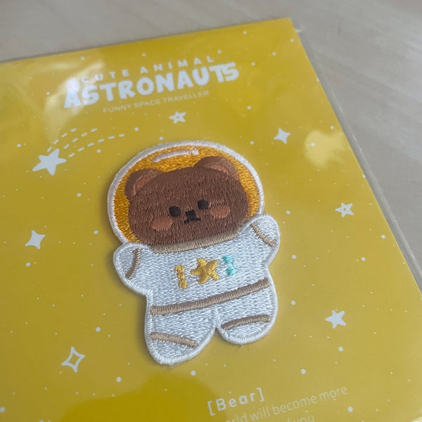 Astronaut Animal [Brown Bear] Embroidered Sticker & Iron-On Patch