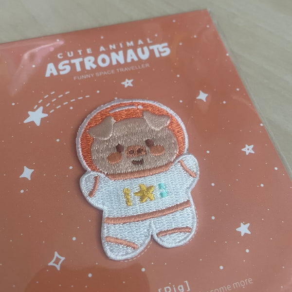 Astronaut Animal [Pig] Embroidered Sticker & Iron-On Patch